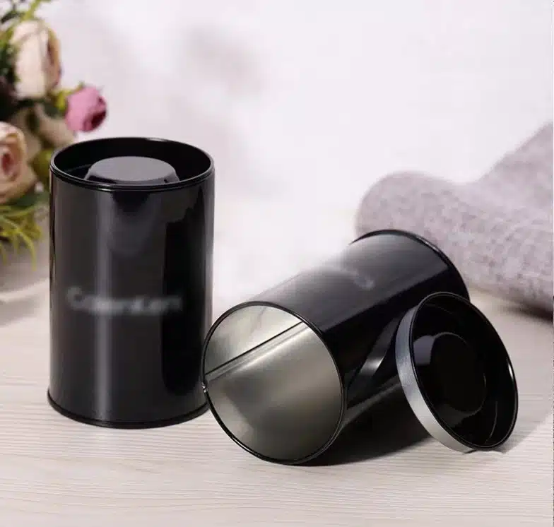 black color customizable coffee cans