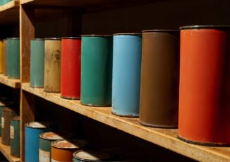 metallic-paint-cans-shelves metalic can shelves