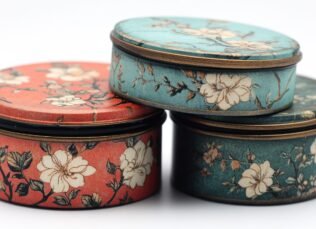 Three Vintage Floral Decorative Boxes custom tin box